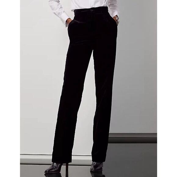 Ralph Lauren Collection Women’s Black Velvet Pants 2 Slim High Rise Purple Label - Picture 5 of 11